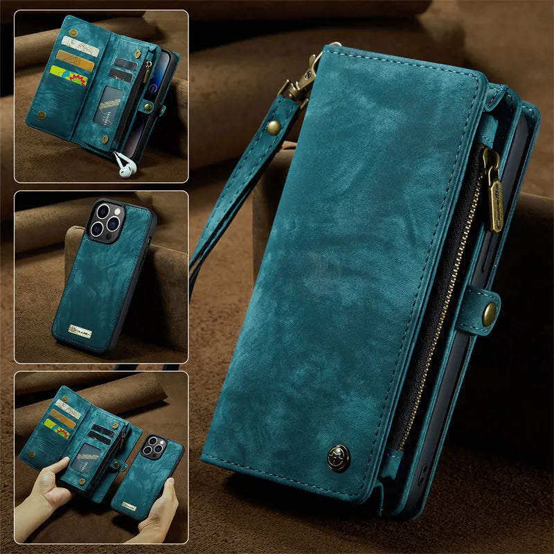 Leather Phone Case for iPhone 15 Pro Max 14 Plus 11 12 13 Wallet Card Cover for iPhone XR XS X SE 2022 8