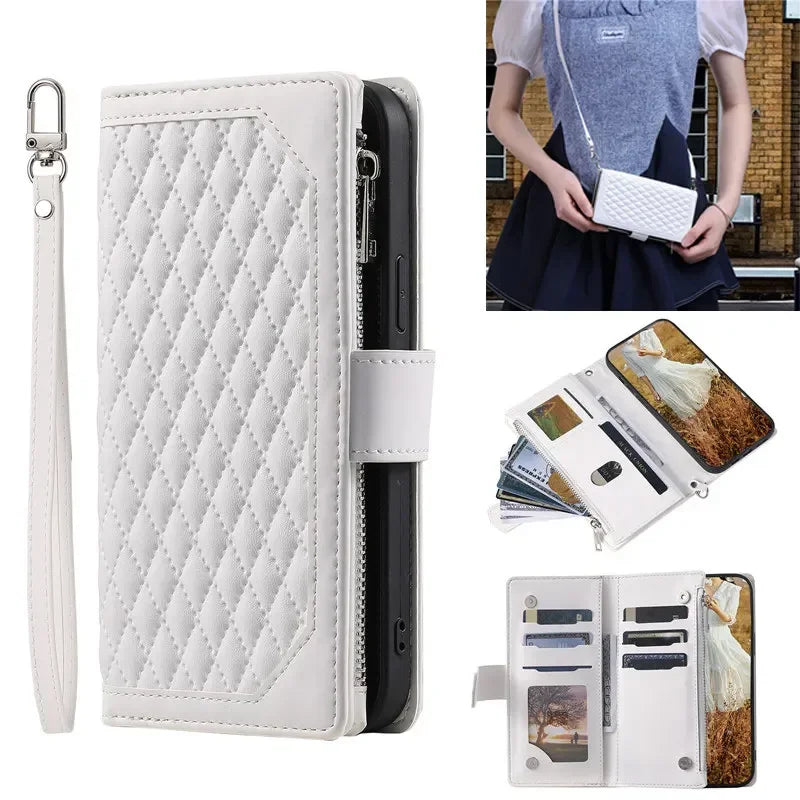 Leather Phone Case For iPhone 15 Pro Max 14 Plus 13 12 11 SE 2022 X XS XR 8 7 6 Zipper Wallet Card Cover