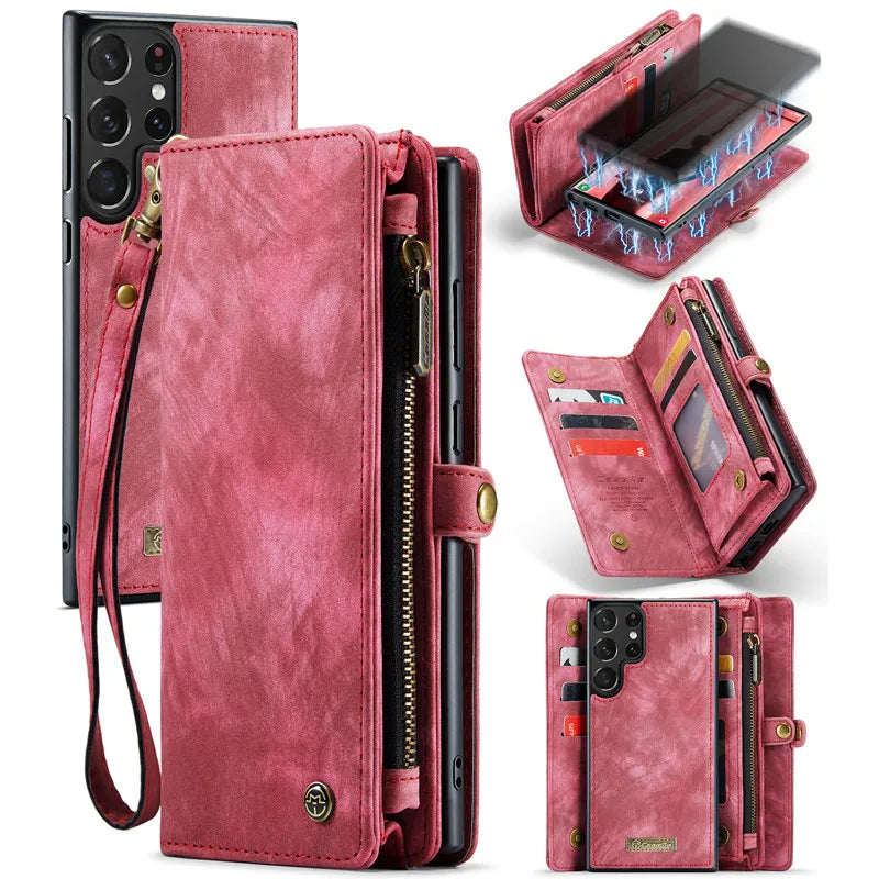 Leather Wallet Card Case for Samsung Galaxy S24 Ultra S23 FE S22 S21 Plus S20 A14 A34 A54 Note 20 Cover