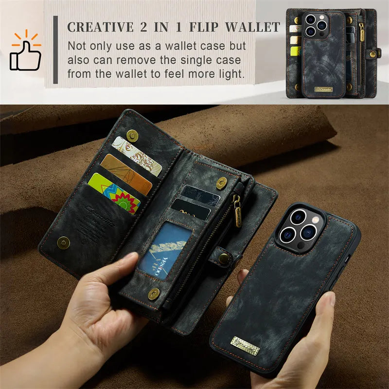 Leather Phone Case for iPhone 15 Pro Max 14 Plus 11 12 13 Wallet Card Cover for iPhone XR XS X SE 2022 8