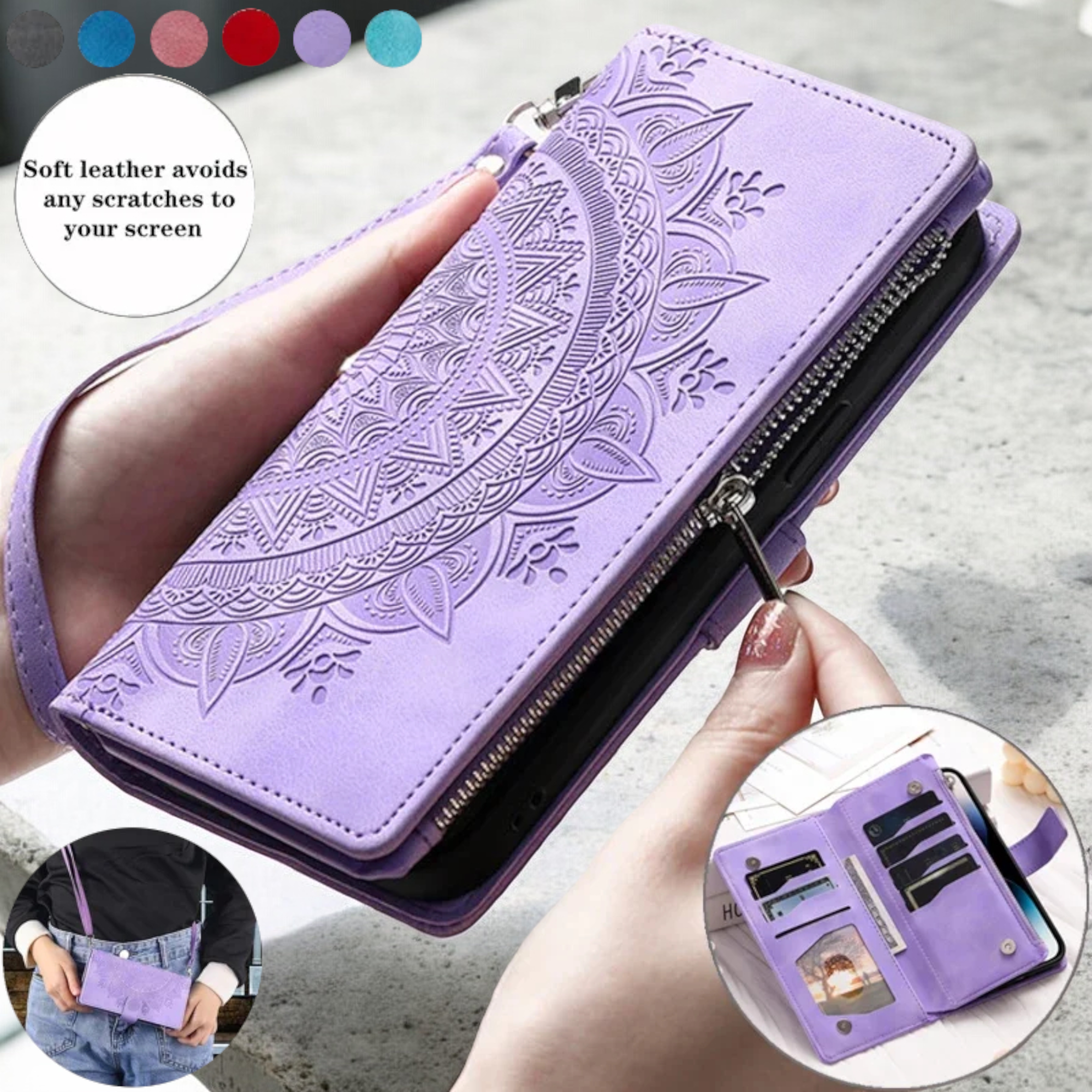 Crossbody Leather Flip Case for iPhone 15 14 Pro Max 13 12 11 X XS XR SE 2022 8 7 Plus Long Lanyard Zip Wallet Card Phone Cover (Copy)