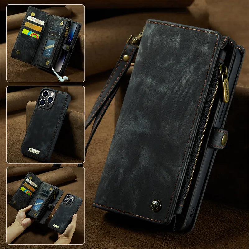 Leather Phone Case for iPhone 15 Pro Max 14 Plus 11 12 13 Wallet Card Cover for iPhone XR XS X SE 2022 8