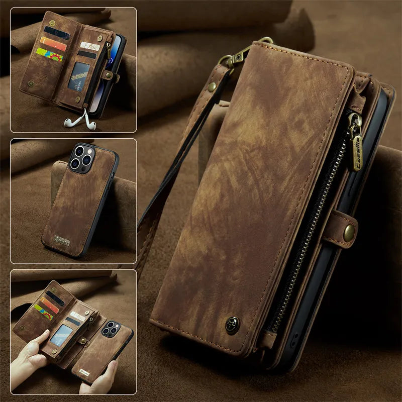 Leather Phone Case for iPhone 15 Pro Max 14 Plus 11 12 13 Wallet Card Cover for iPhone XR XS X SE 2022 8