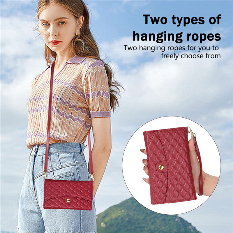 Crossbody Lanyard Leather Zip Wallet Phone Case for iPhone 15 Pro Max 14 13 12 11 X XS XR SE 2022 8 7 Plus Wrist Rope Flip Cover