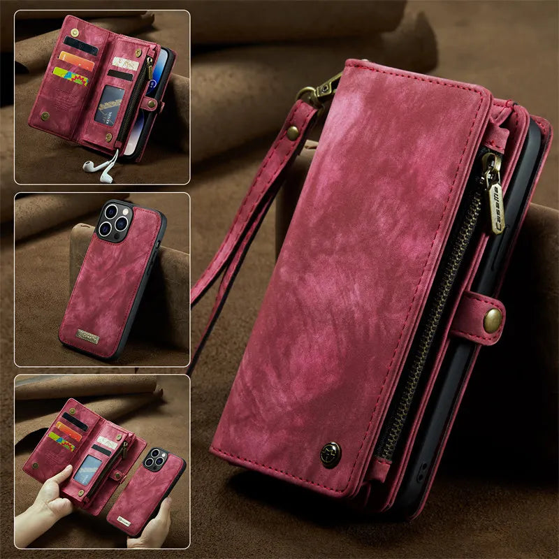 Leather Phone Case for iPhone 15 Pro Max 14 Plus 11 12 13 Wallet Card Cover for iPhone XR XS X SE 2022 8