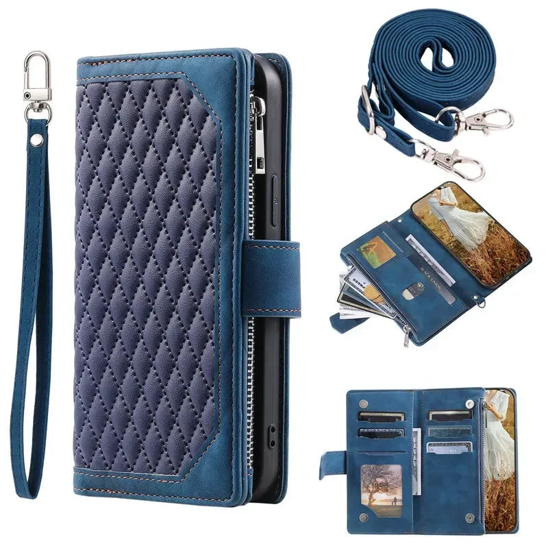 Leather Phone Case For iPhone 15 Pro Max 14 Plus 13 12 11 SE 2022 X XS XR 8 7 6 Zipper Wallet Card Cover